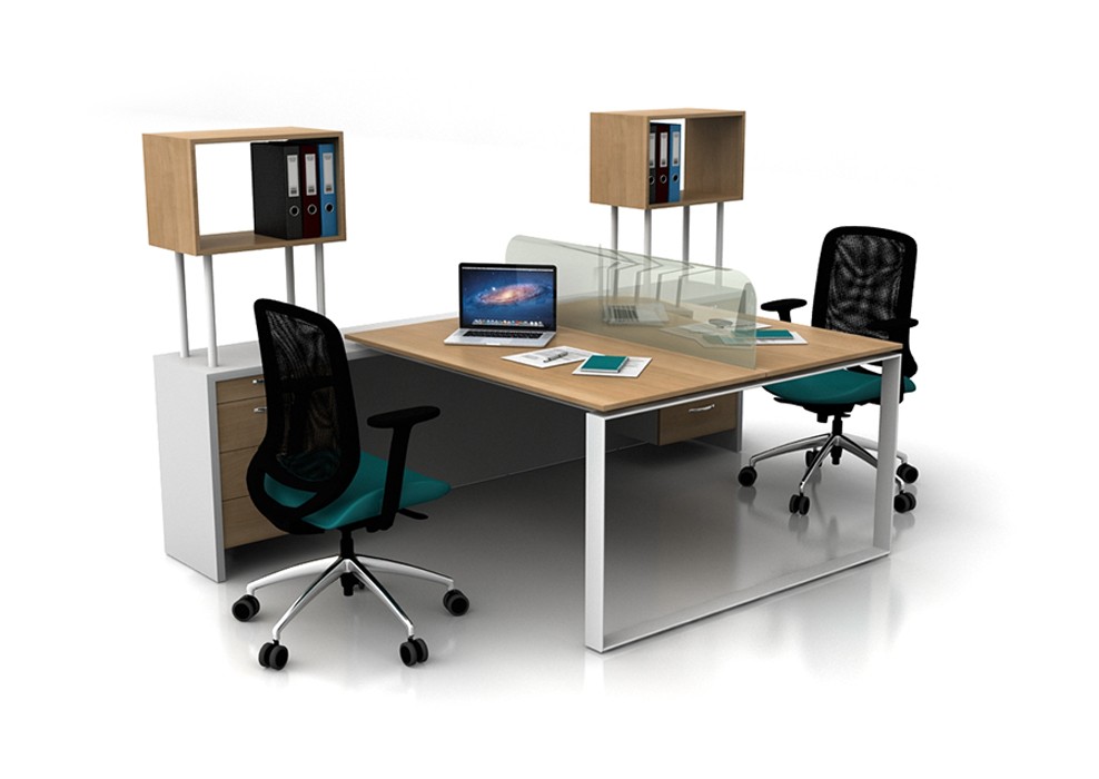 GLASS 2 PERSON WORKSTATION DESK