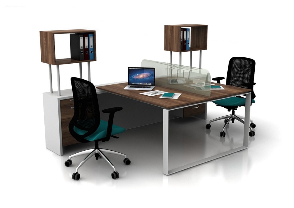 GLASS 2 PERSON WORKSTATION DESK