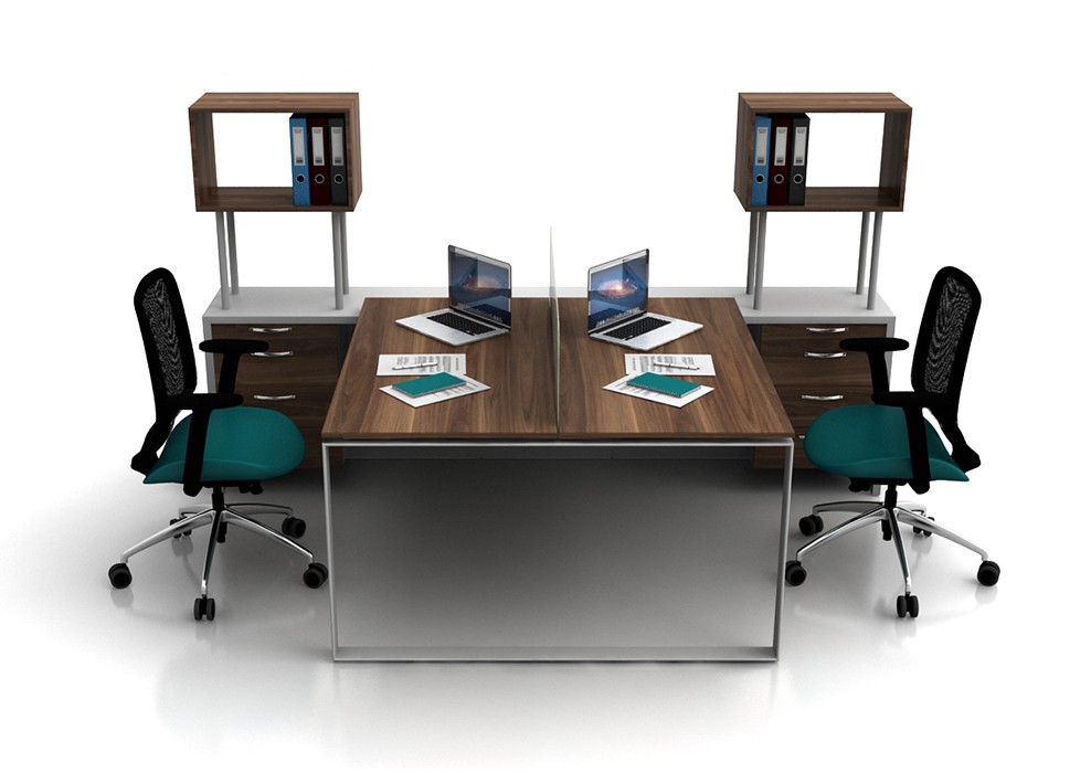 GLASS 2 PERSON WORKSTATION DESK