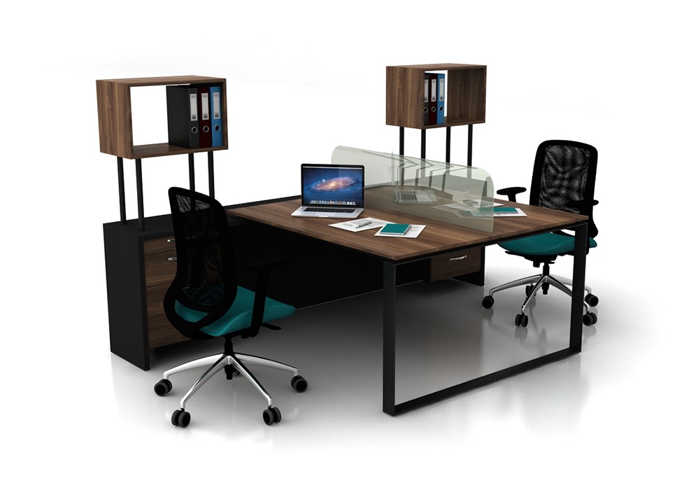 GLASS 2 PERSON WORKSTATION DESK