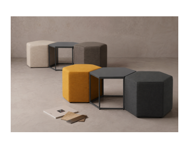 HEXAGON PUFF AND TABLE (PUF 01 600W 2 PCS / SHP 01 600 1 PCS)