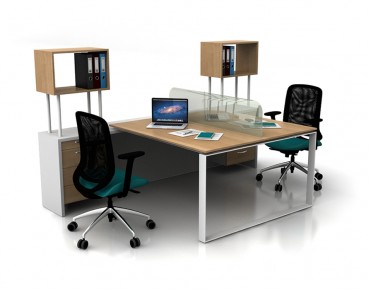 GLASS 2 PERSON WORKSTATION DESK