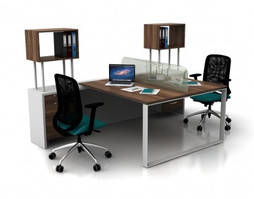 GLASS 2 PERSON WORKSTATION DESK