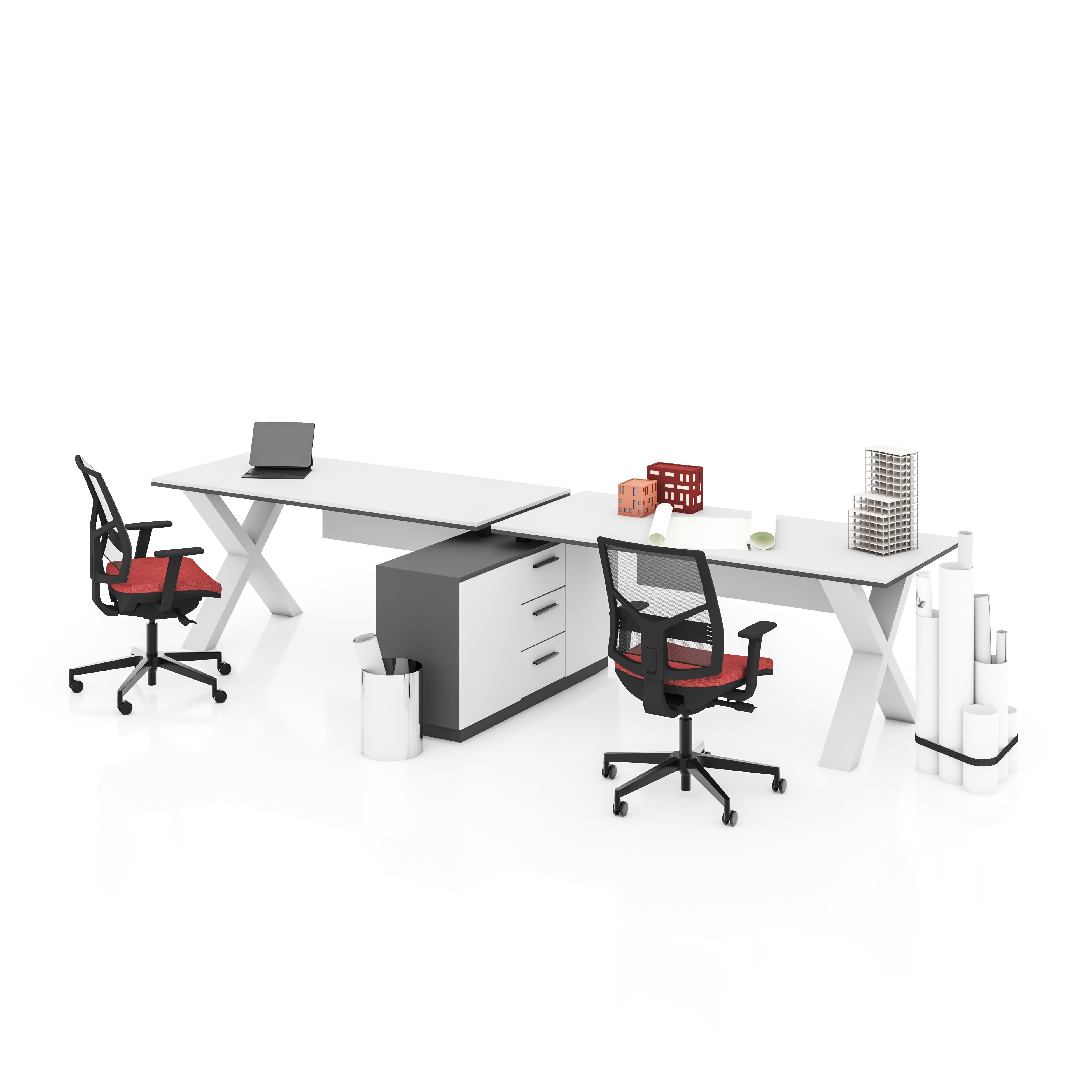 X HORIZONTAL 2 PERSON WORKSTATION DESK