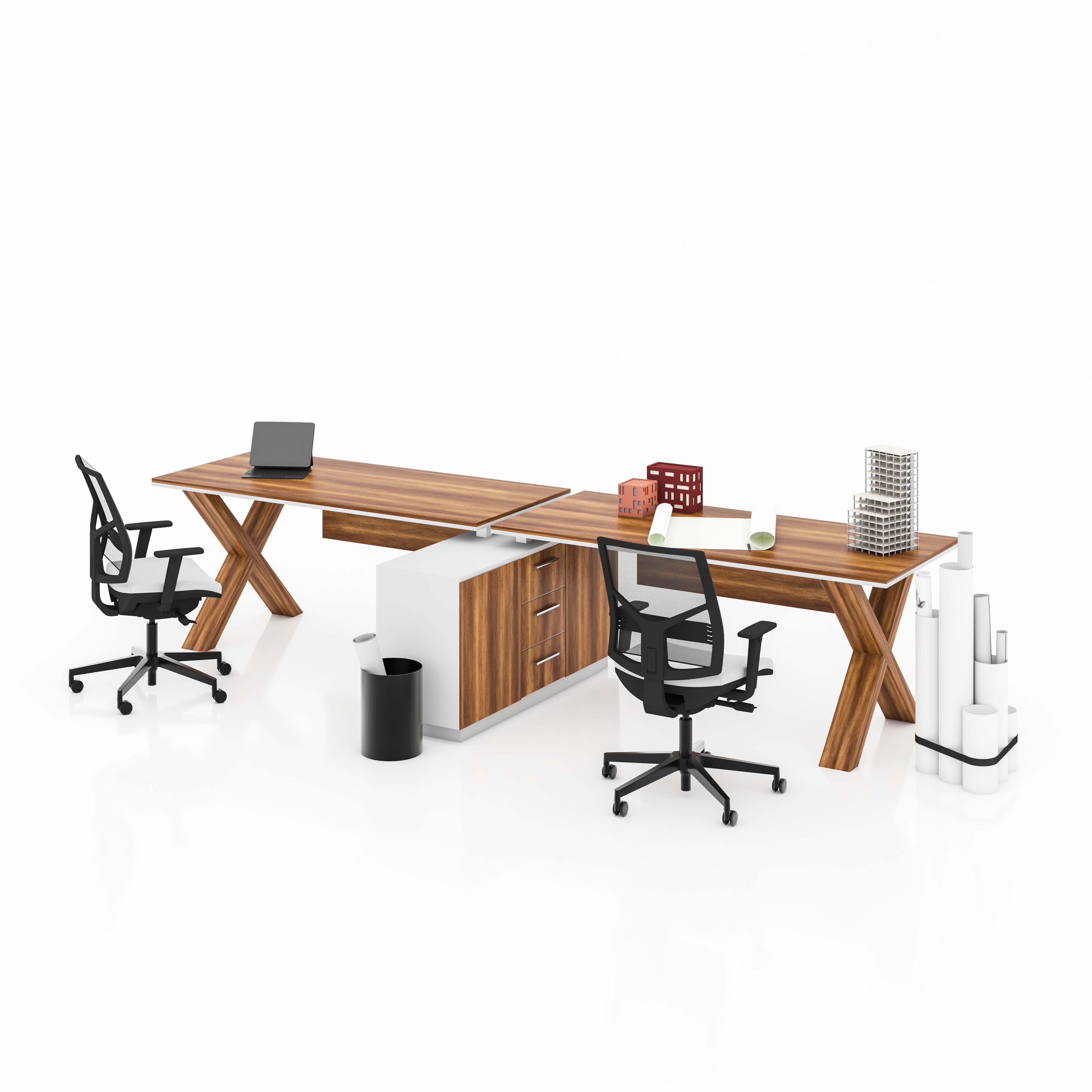 X HORIZONTAL 2 PERSON WORKSTATION DESK