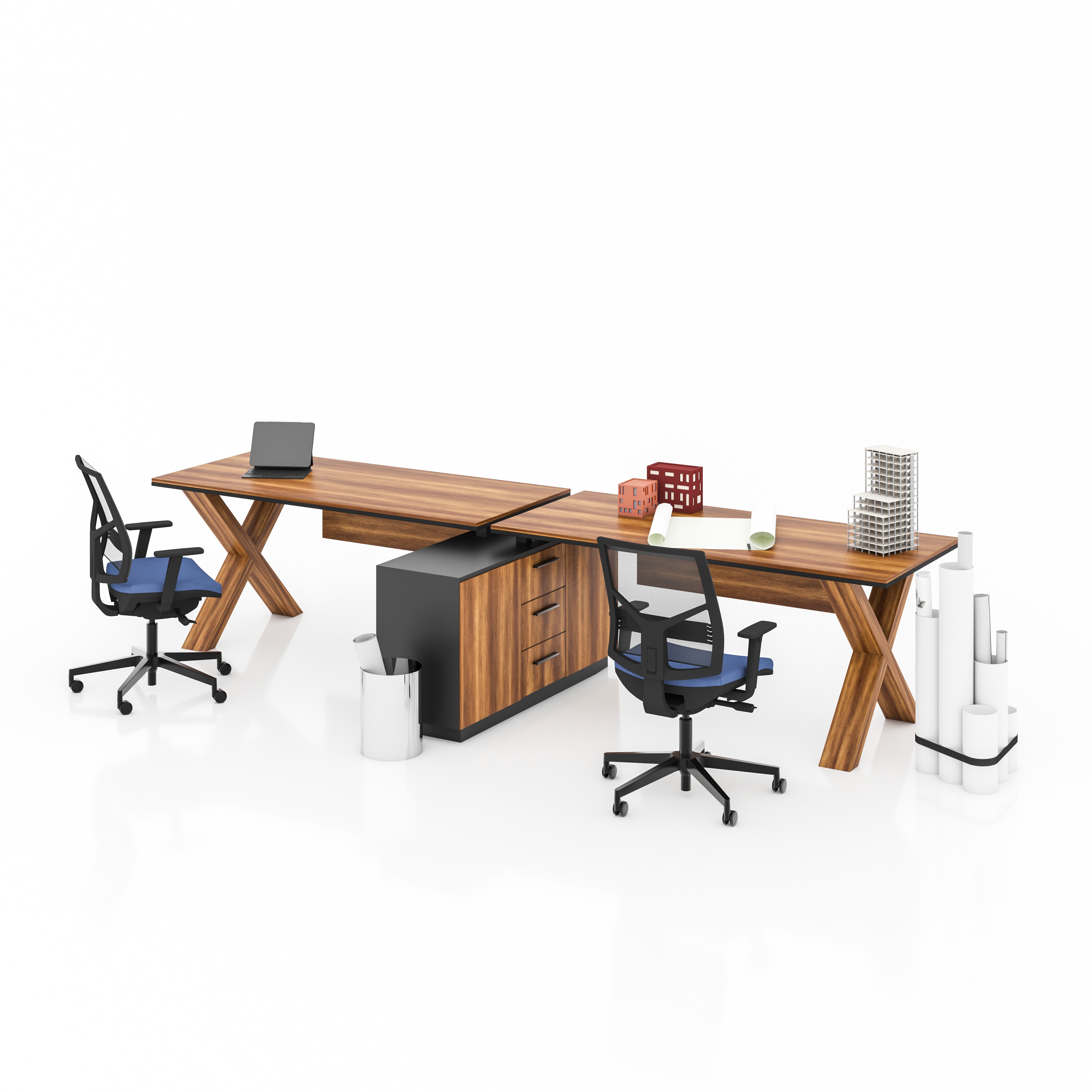 X HORIZONTAL 2 PERSON WORKSTATION DESK