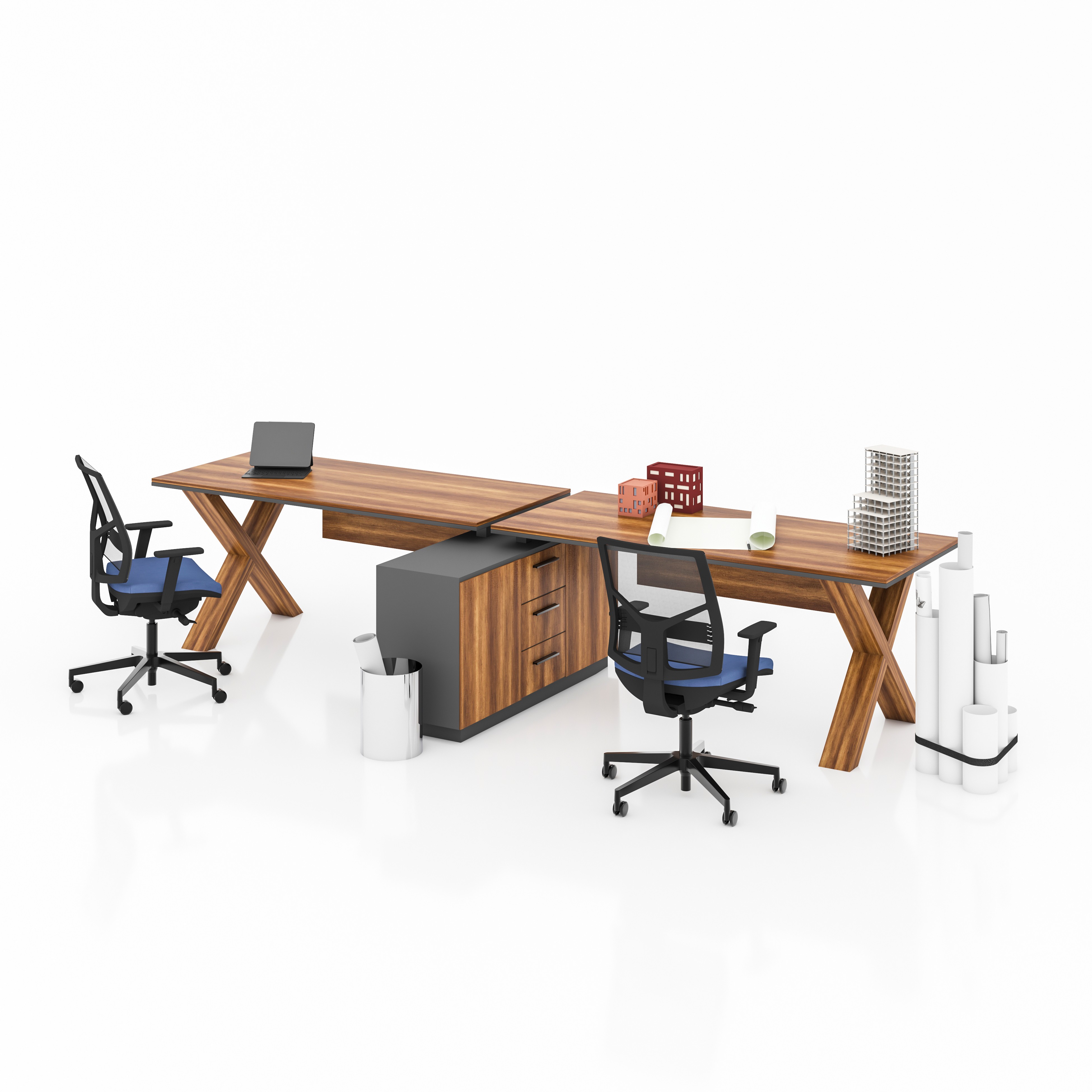 X HORIZONTAL 2 PERSON WORKSTATION DESK