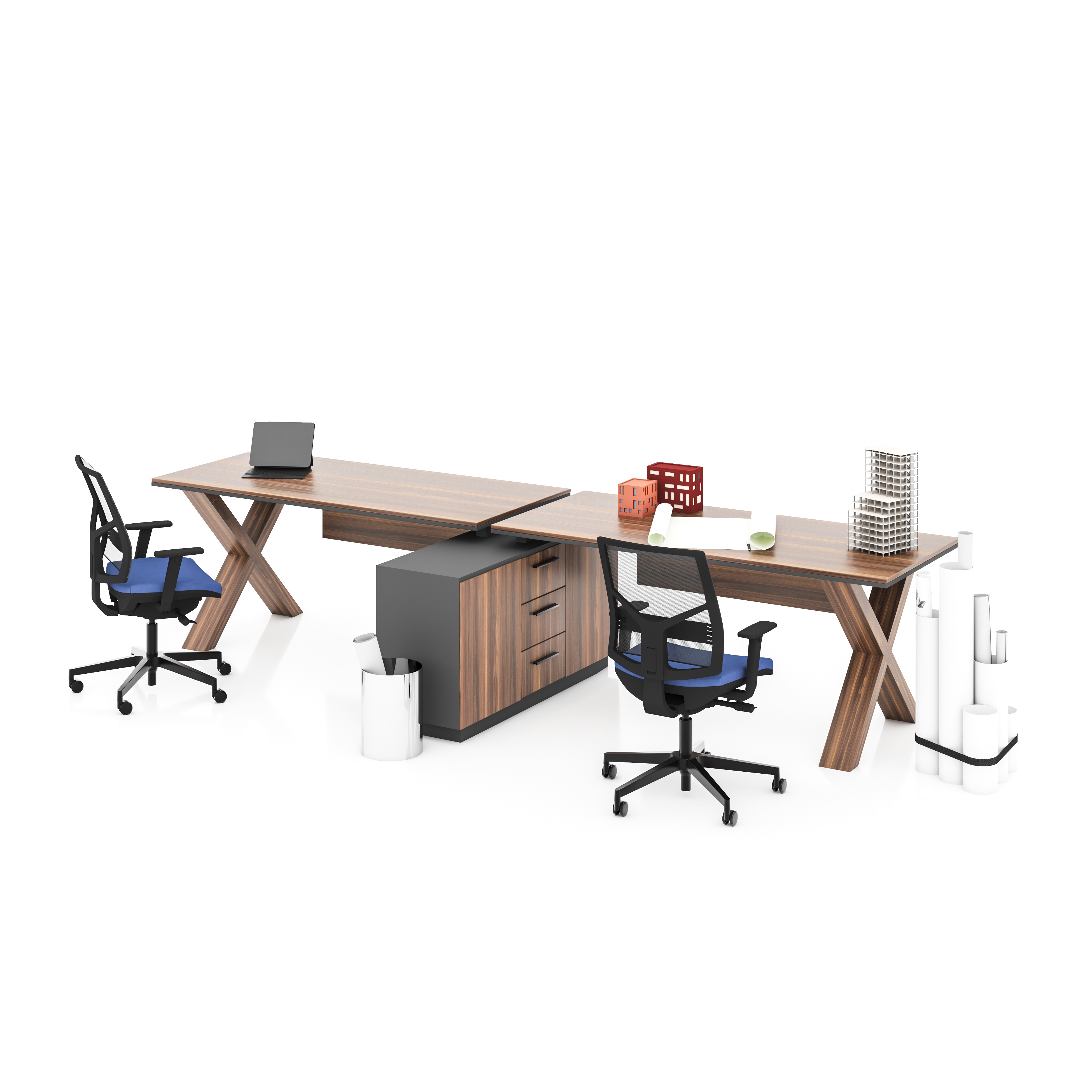 X HORIZONTAL 2 PERSON WORKSTATION DESK