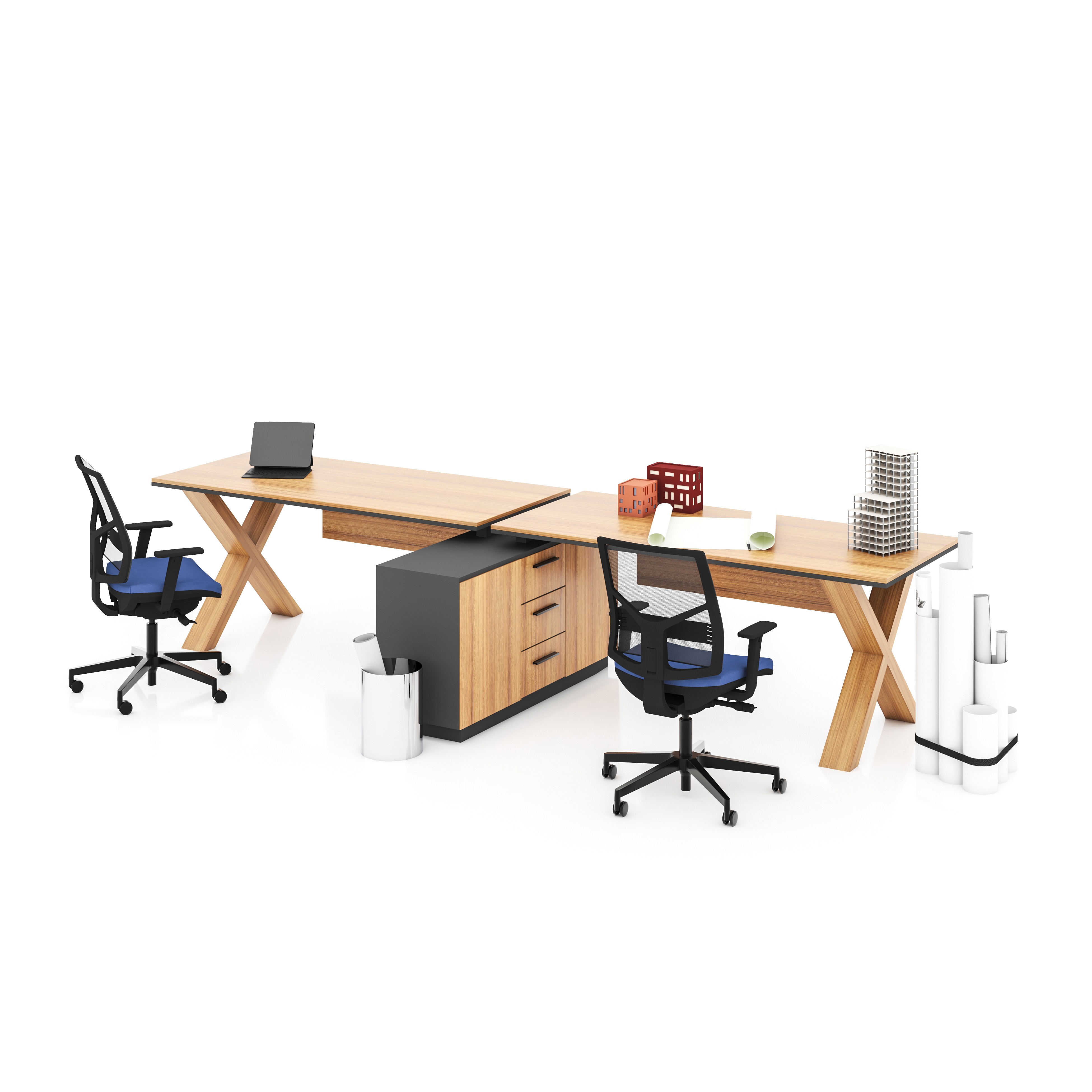 X HORIZONTAL 2 PERSON WORKSTATION DESK