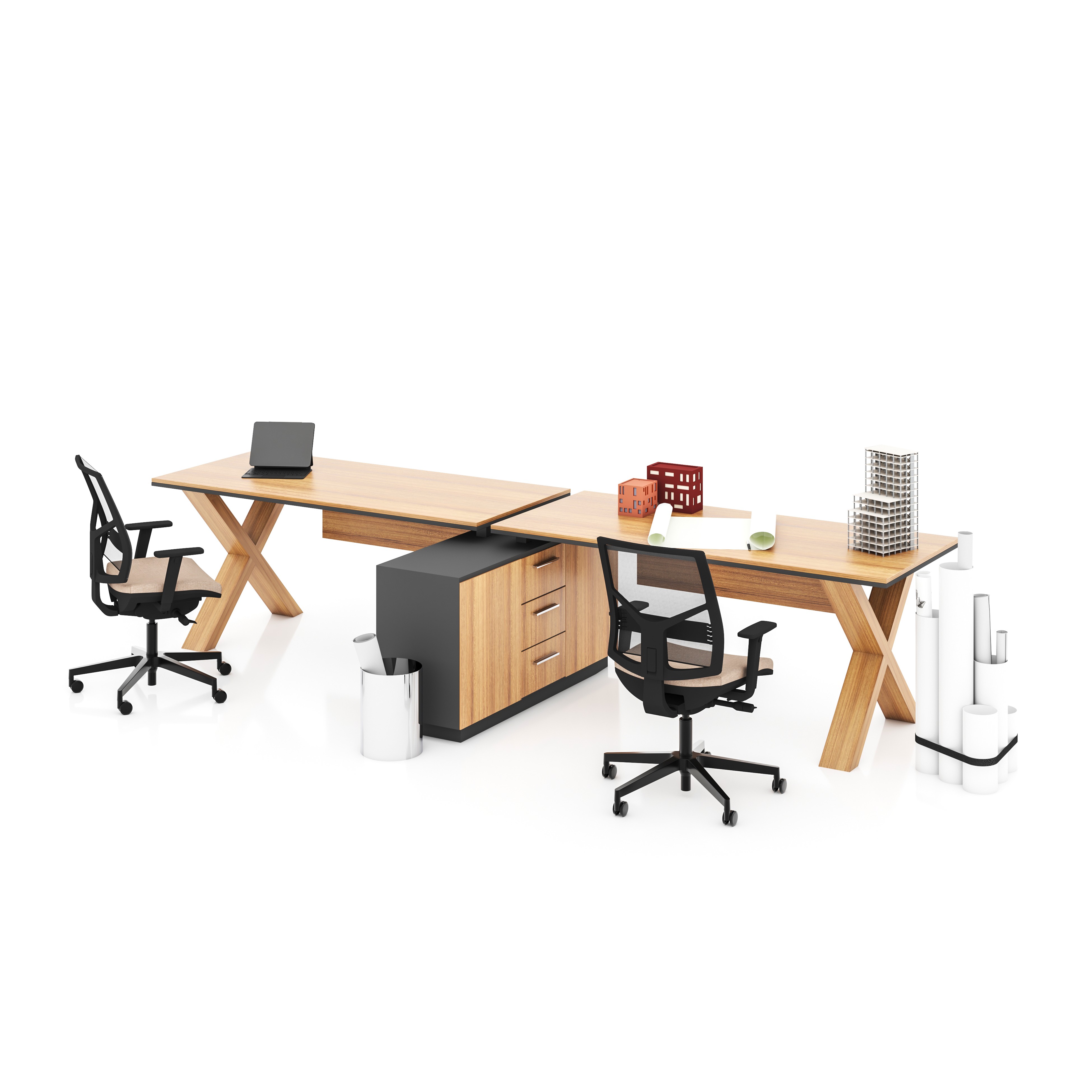 X HORIZONTAL 2 PERSON WORKSTATION DESK