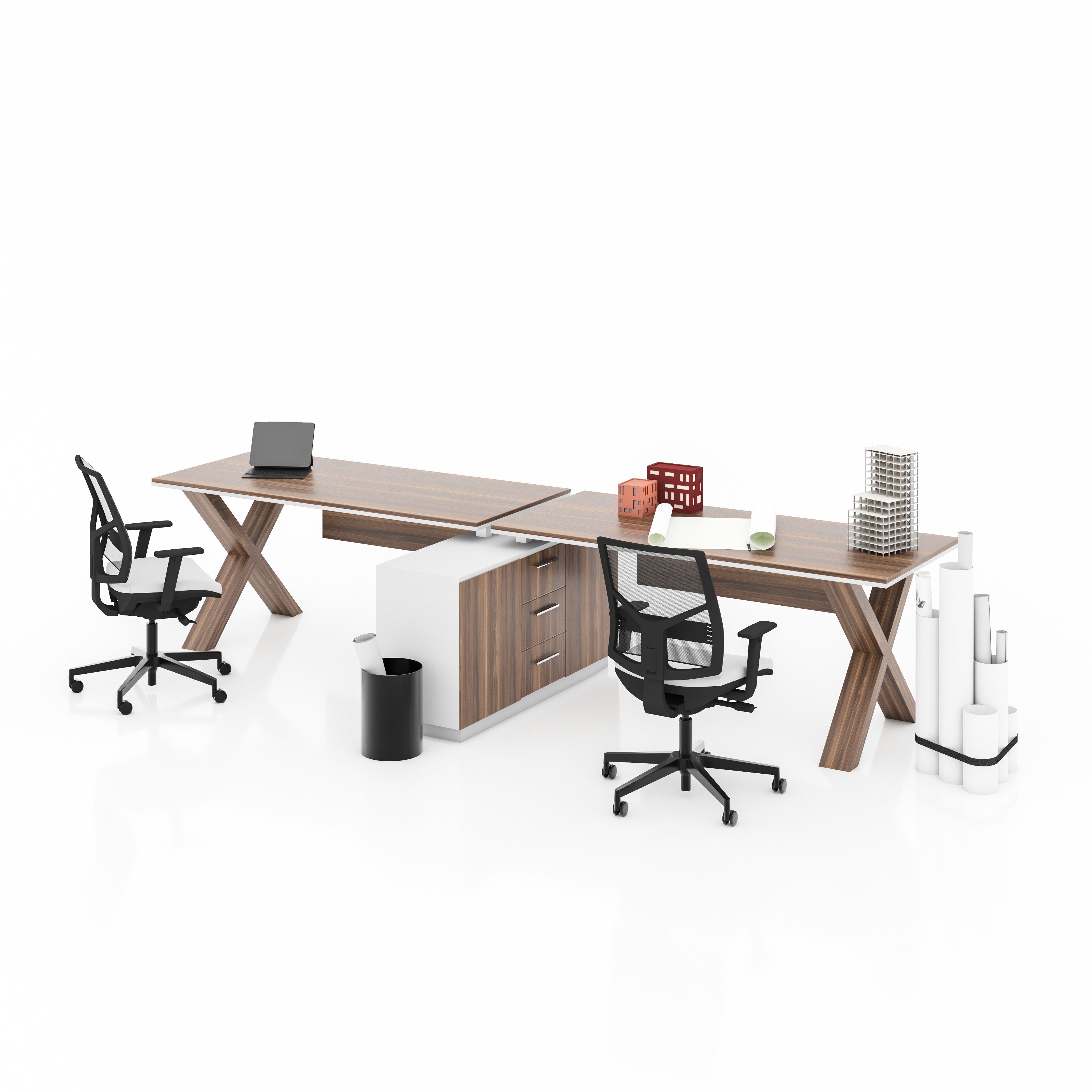 X HORIZONTAL 2 PERSON WORKSTATION DESK