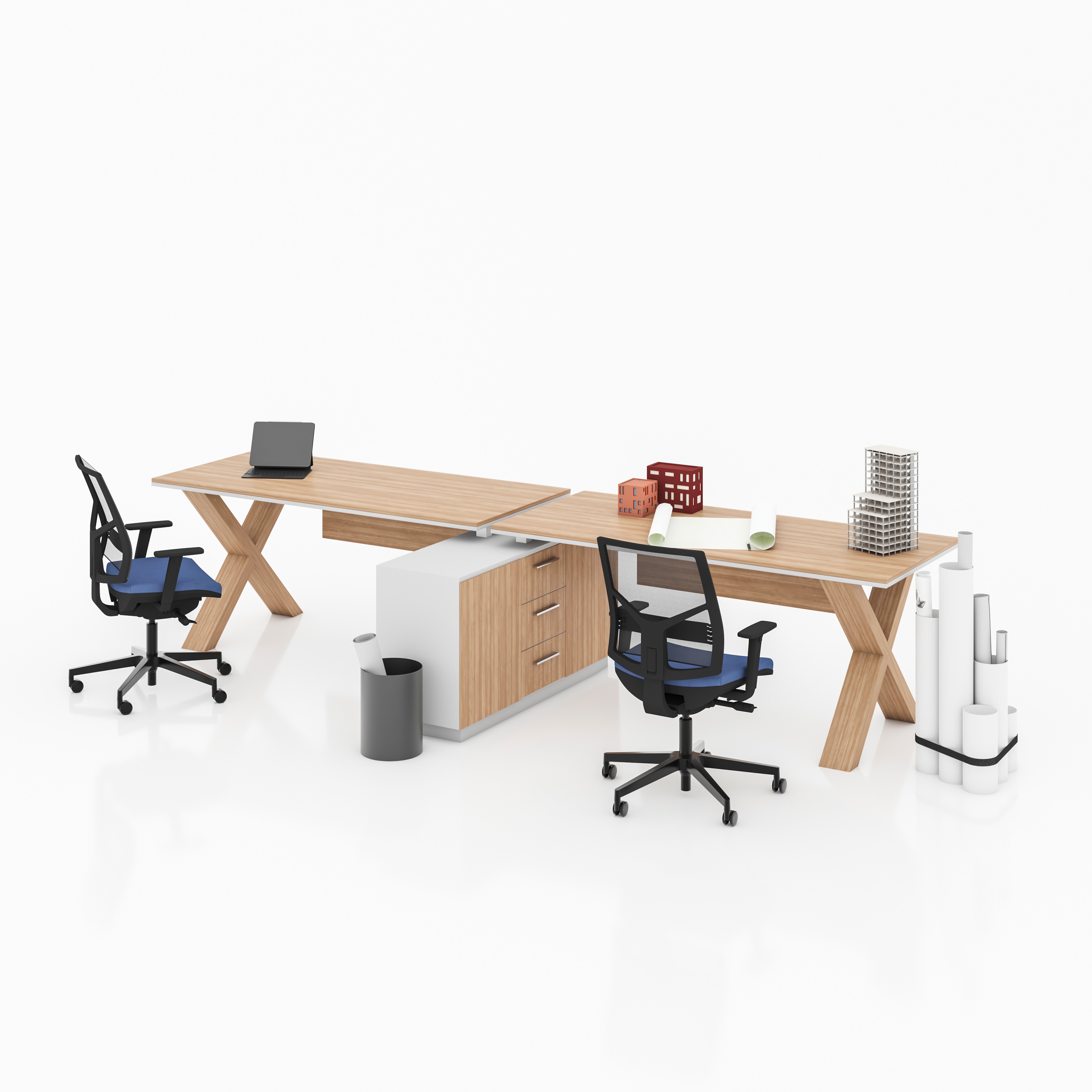 X HORIZONTAL 2 PERSON WORKSTATION DESK