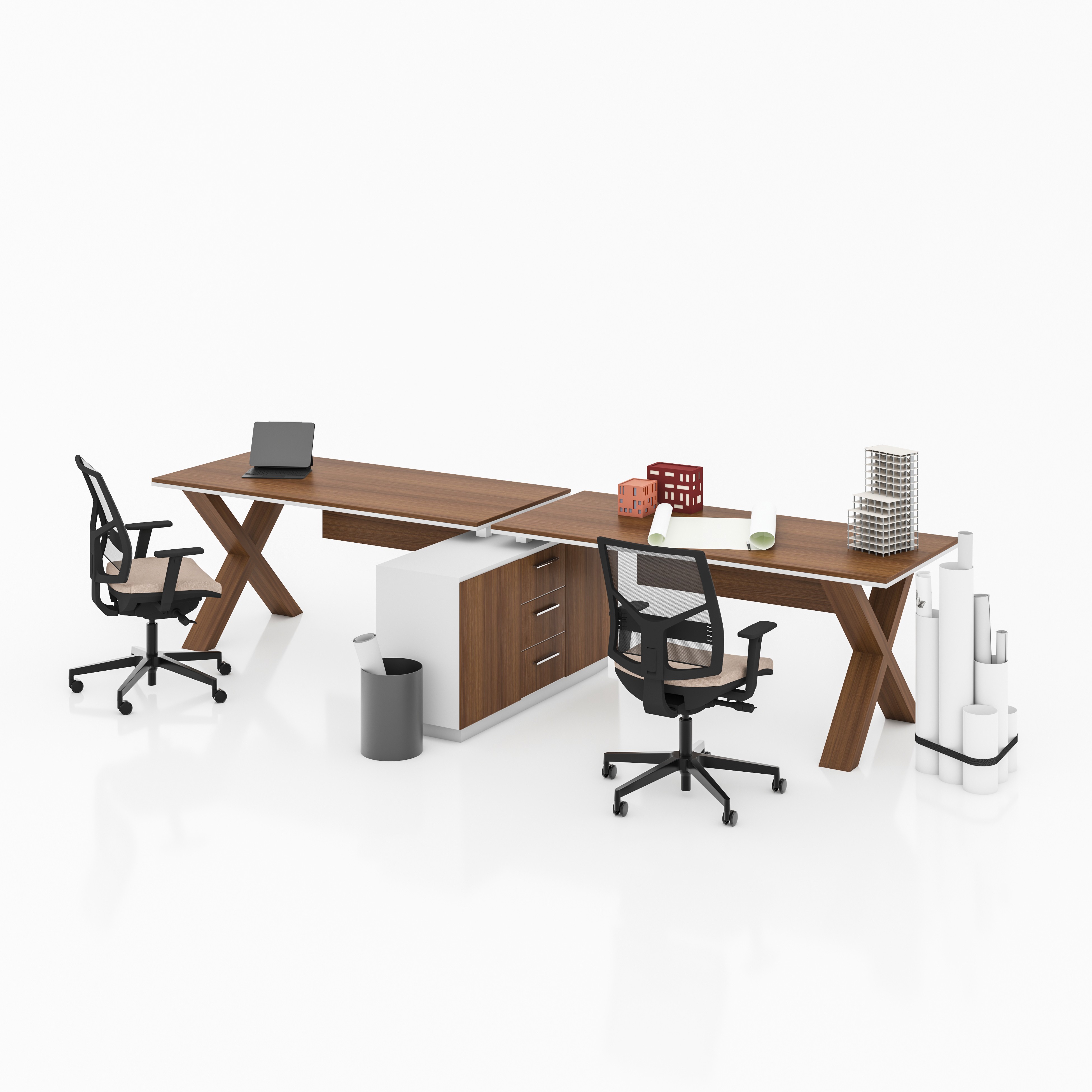 X HORIZONTAL 2 PERSON WORKSTATION DESK