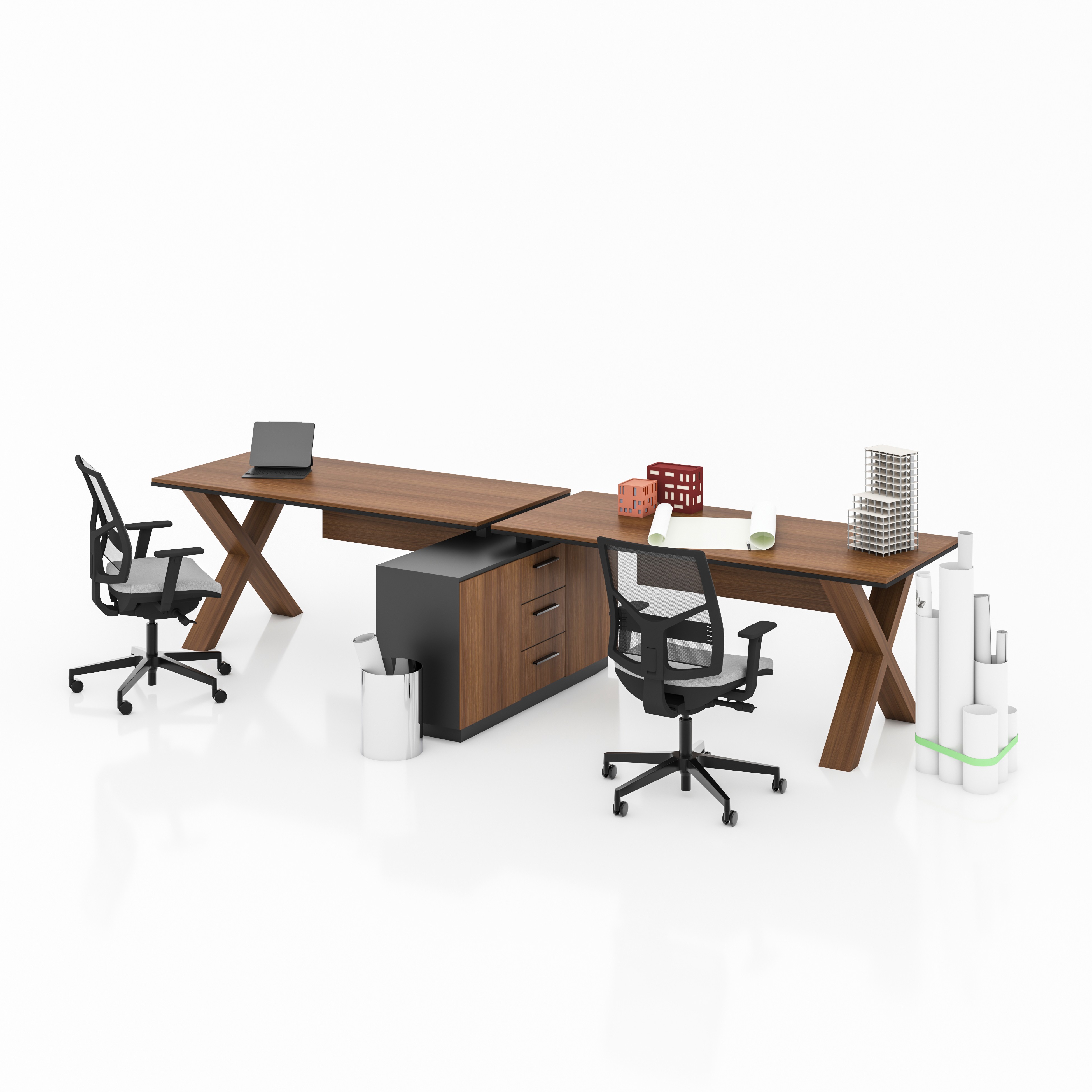 X HORIZONTAL 2 PERSON WORKSTATION DESK